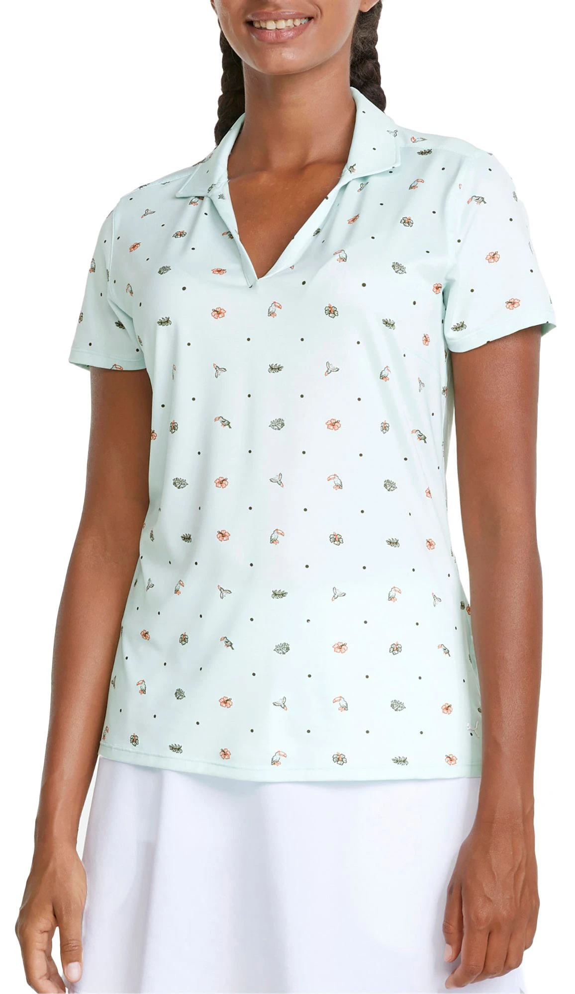 PUMA Women's MATTR Galapagos Golf Polo Soothing Sea/hot Coral 3 PUMA Women's MATTR Galapagos Golf Polo Soothing Sea/hot Coral