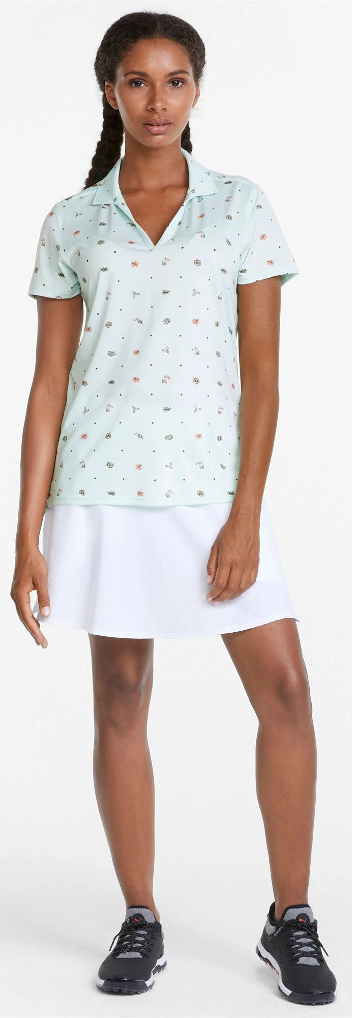 PUMA Women's MATTR Galapagos Golf Polo Soothing Sea/hot Coral 4 PUMA Women's MATTR Galapagos Golf Polo Soothing Sea/hot Coral - Image 2