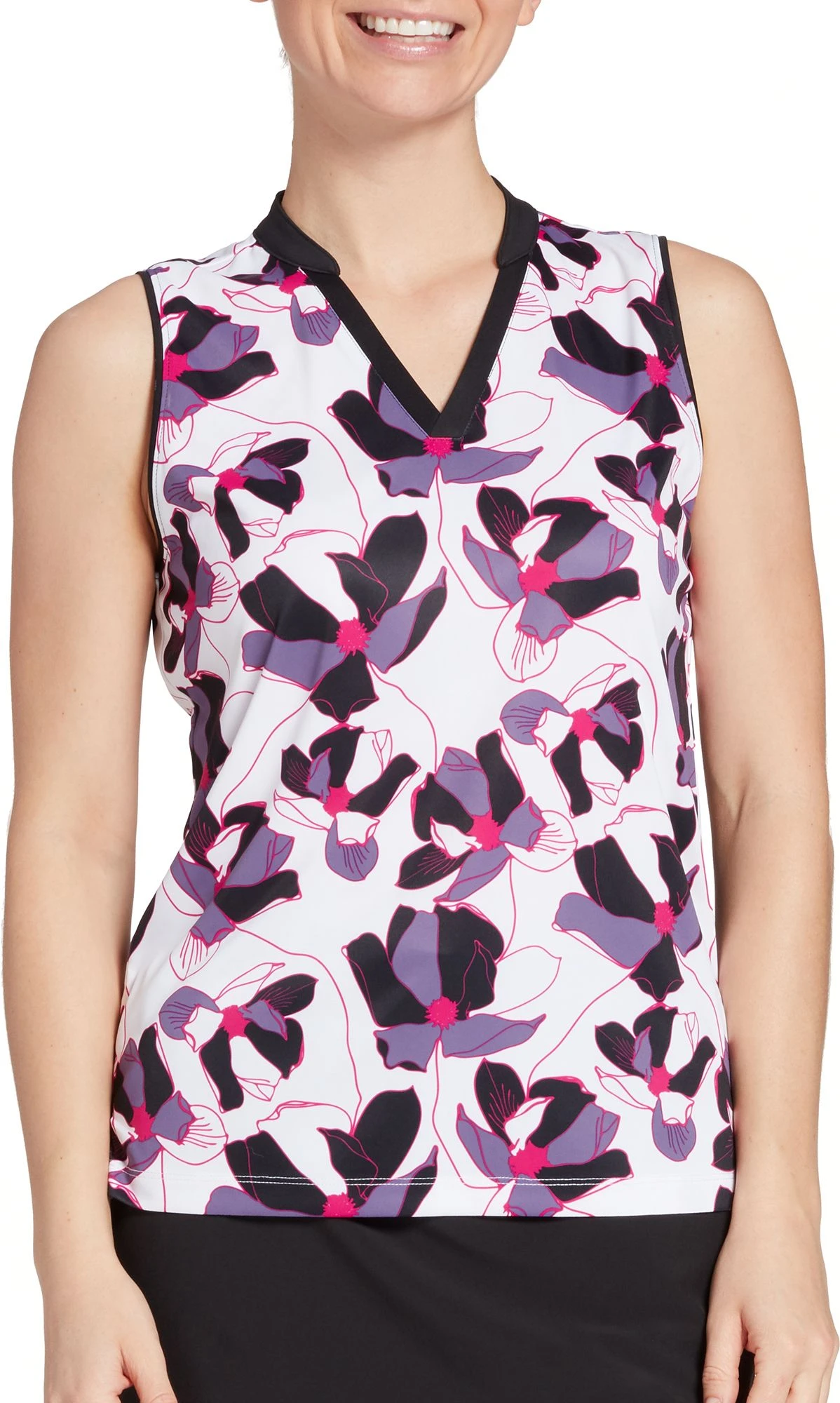 Slazenger Women's Night Printed Sleeveless Golf Polo Plum Floral 3 Slazenger Women's Night Printed Sleeveless Golf Polo Plum Floral