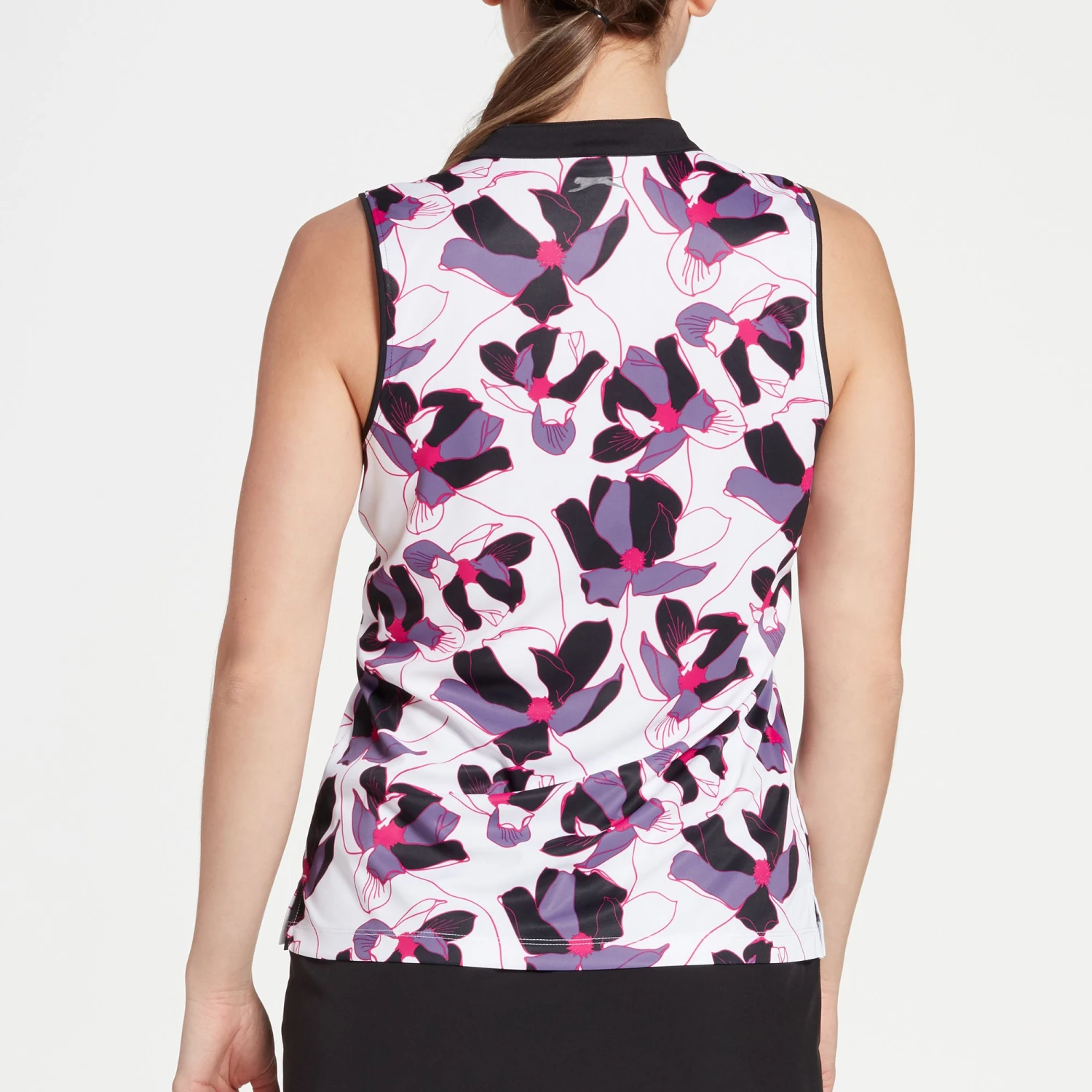 Slazenger Women's Night Printed Sleeveless Golf Polo Plum Floral 4 Slazenger Women's Night Printed Sleeveless Golf Polo Plum Floral - Image 2