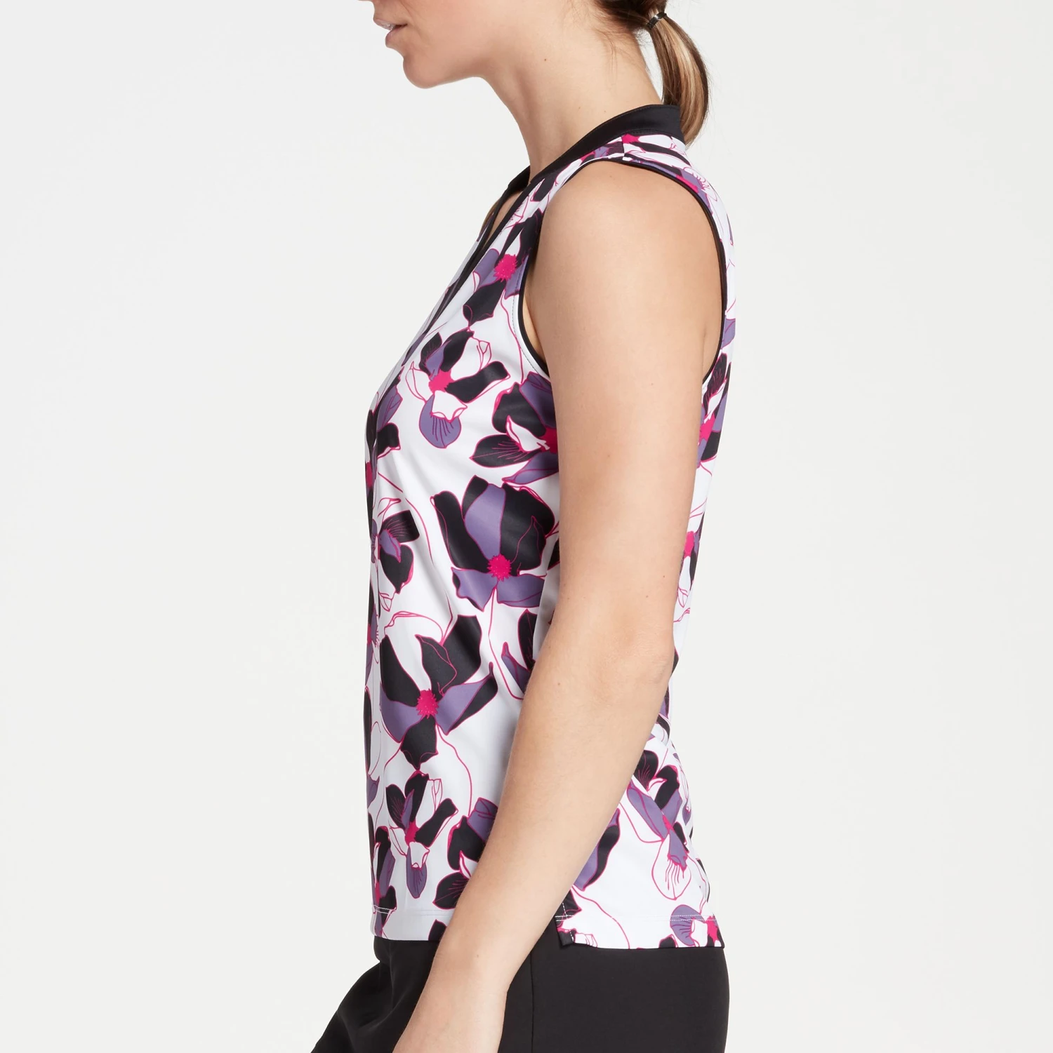 Slazenger Women's Night Printed Sleeveless Golf Polo Plum Floral 5 Slazenger Women's Night Printed Sleeveless Golf Polo Plum Floral - Image 3