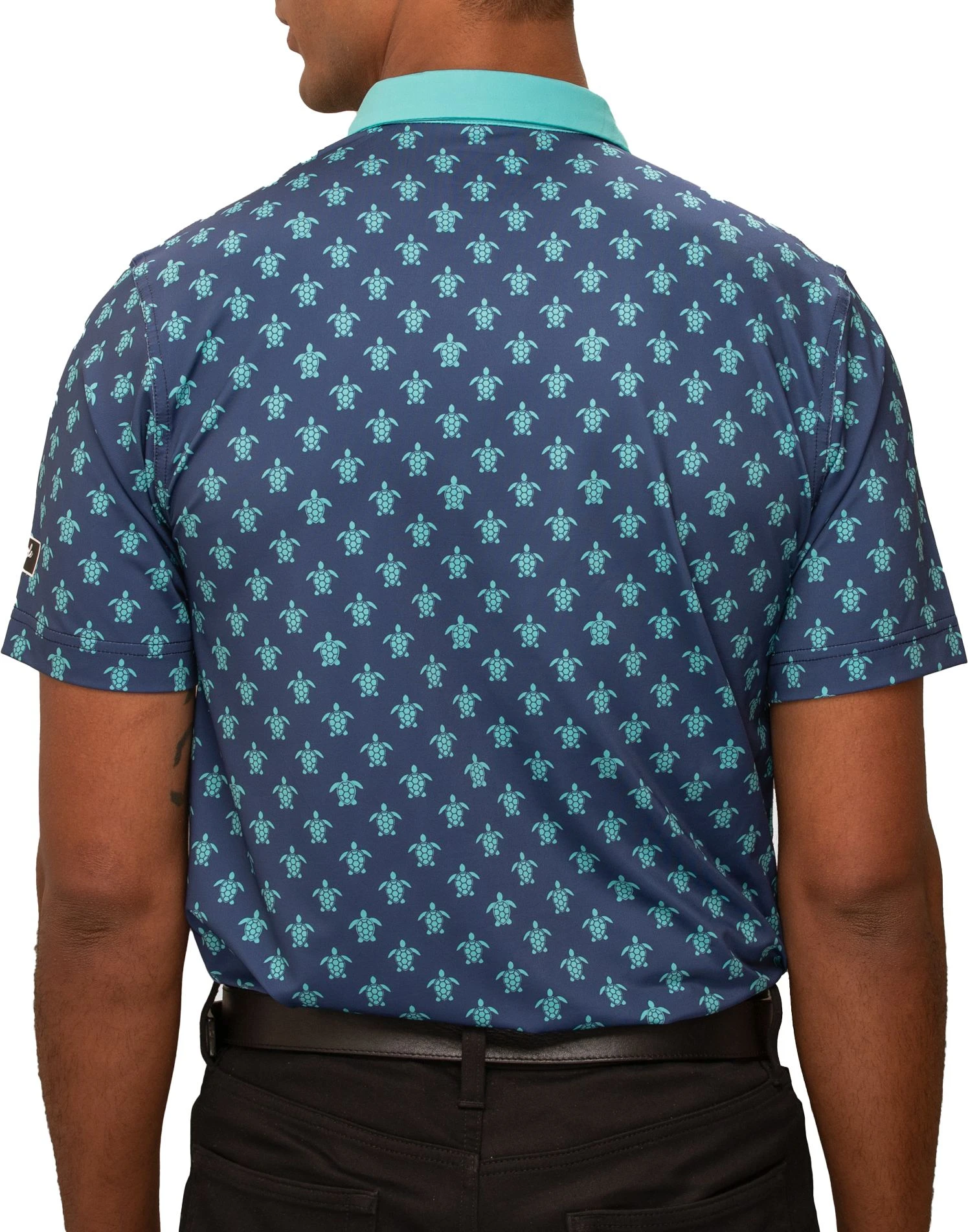 Waggle Men's Turtle Back Golf Polo Blue/green 4 Waggle Men's Turtle Back Golf Polo Blue/green - Image 2