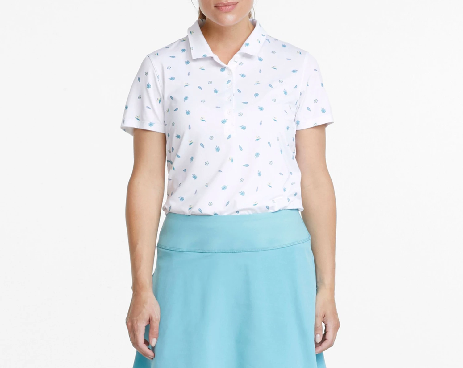 PUMA Women's MATTR Tropics Golf Polo Shirt Bright White/porcelain 6 PUMA Women's MATTR Tropics Golf Polo Shirt Bright White/porcelain - Image 4