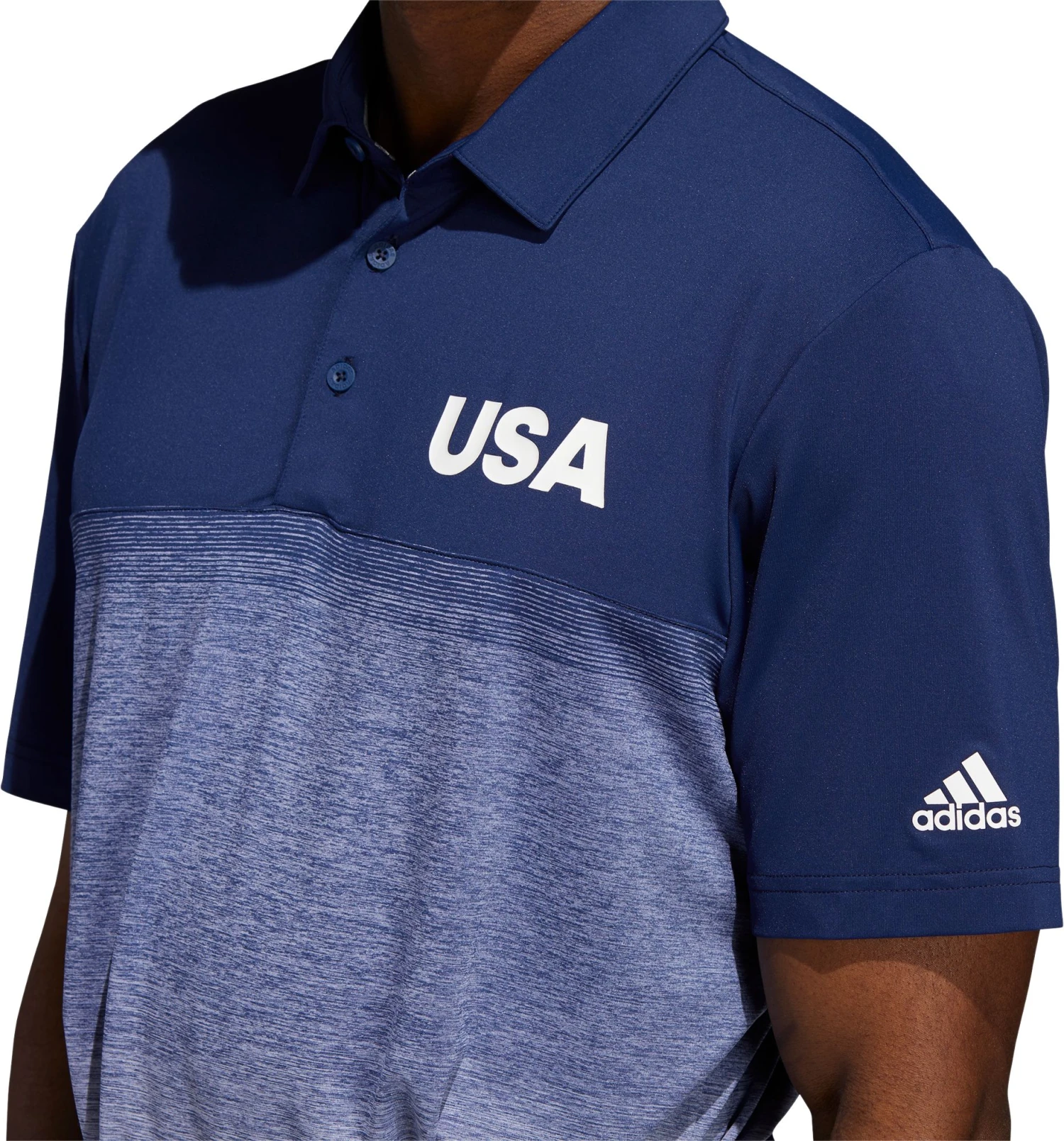 Adidas Men's USA 3 Stripe Golf Polo Shirt Dark Blue 5 Adidas Men's USA 3 Stripe Golf Polo Shirt Dark Blue - Image 3