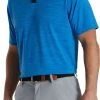 FootJoy Men's Broken Pinstripe Lisle Knit Collar Golf Polo Blue/black