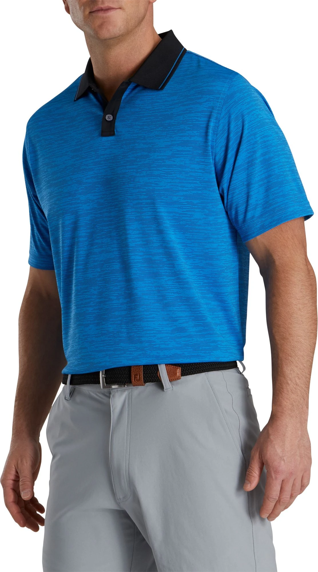 FootJoy Men's Broken Pinstripe Lisle Knit Collar Golf Polo Blue/black 3 FootJoy Men's Broken Pinstripe Lisle Knit Collar Golf Polo Blue/black