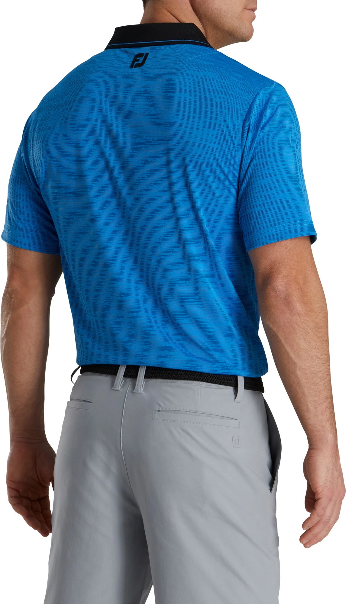 FootJoy Men's Broken Pinstripe Lisle Knit Collar Golf Polo Blue/black 4 FootJoy Men's Broken Pinstripe Lisle Knit Collar Golf Polo Blue/black - Image 2