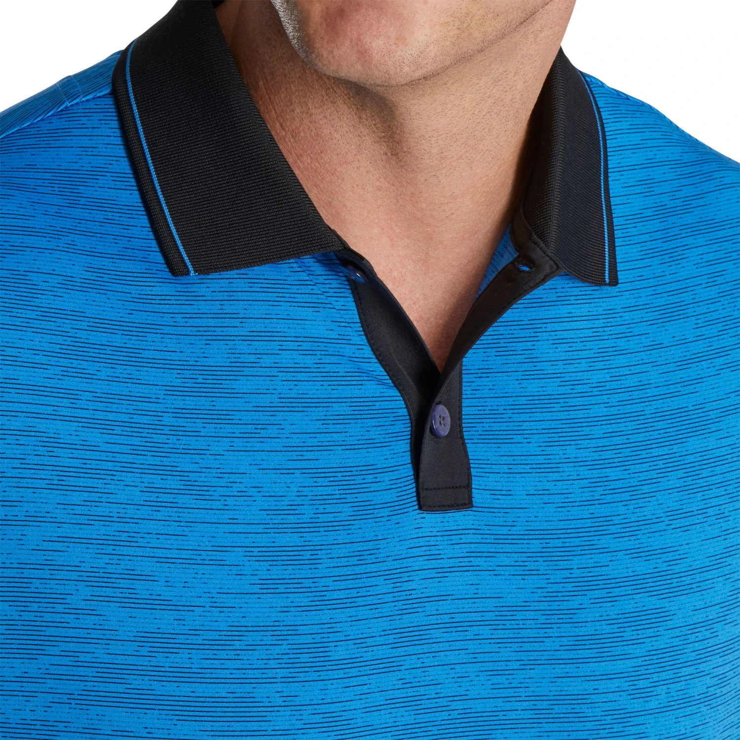FootJoy Men's Broken Pinstripe Lisle Knit Collar Golf Polo Blue/black 5 FootJoy Men's Broken Pinstripe Lisle Knit Collar Golf Polo Blue/black - Image 3