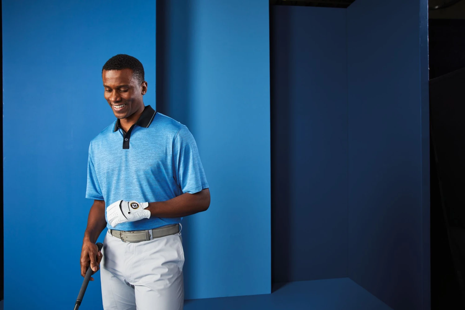 FootJoy Men's Broken Pinstripe Lisle Knit Collar Golf Polo Blue/black 7 FootJoy Men's Broken Pinstripe Lisle Knit Collar Golf Polo Blue/black - Image 5