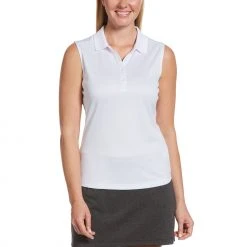 Callaway Women's Essential Solid Knit Sleeveless Golf Polo Caviar