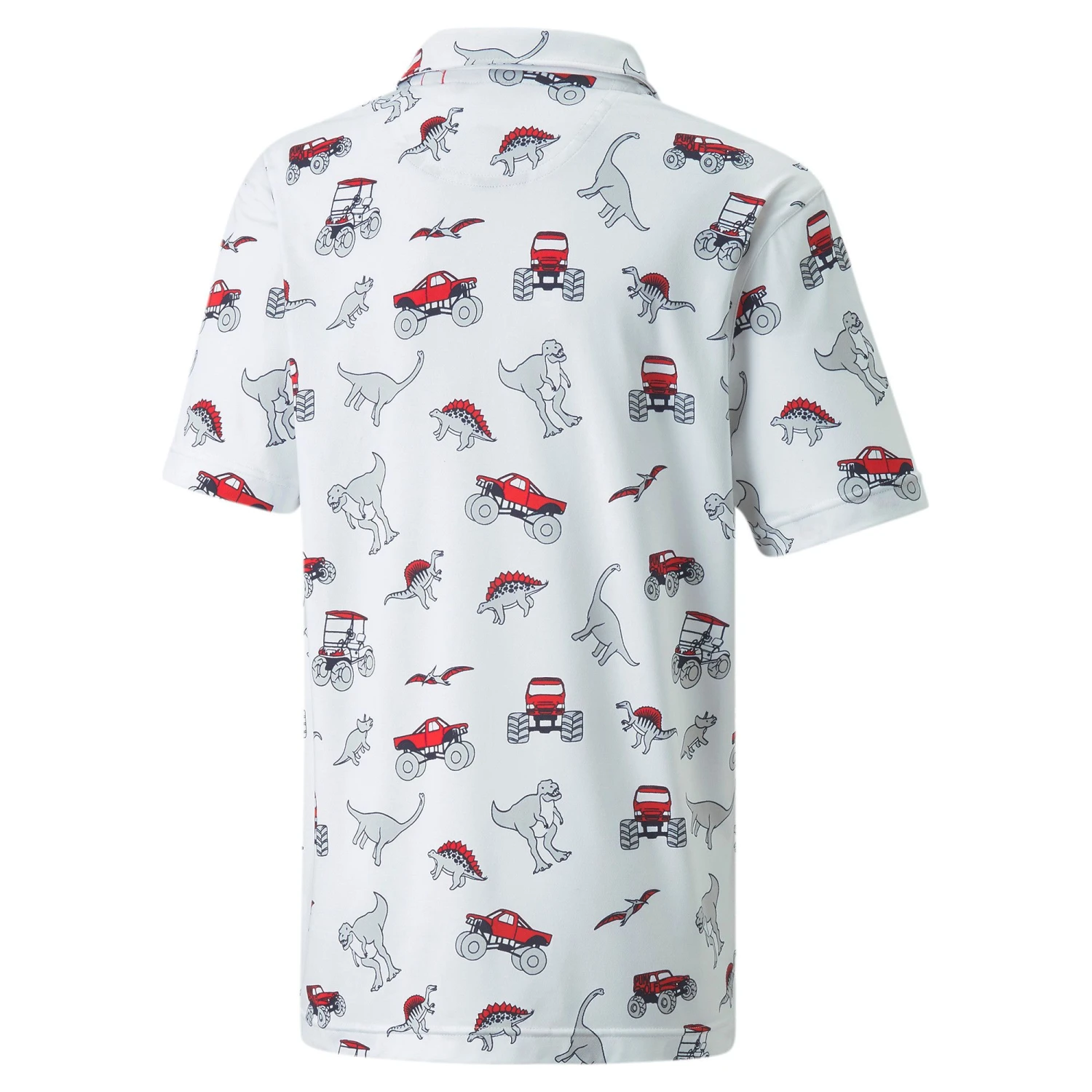 Puma Boys' CLOUDSPUN Dino-Mite Short Sleeve Golf Polo Bright White/ski Patrol 4 Puma Boys' CLOUDSPUN Dino-Mite Short Sleeve Golf Polo Bright White/ski Patrol - Image 2