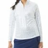 SanSoleil Women's Solshine Foil Print 1/4 Zip Golf Top Knotty White Gold 2 SanSoleil Women's Solshine Foil Print 1/4 Zip Golf Top Knotty White Gold -Golf Apparel Shop unnamed file 8957