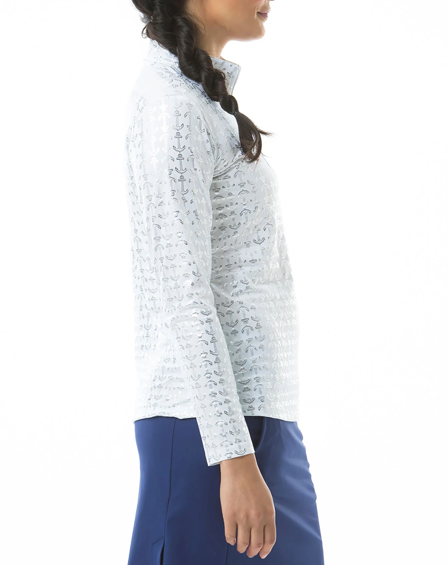 SanSoleil Women's Solshine Foil Print 1/4 Zip Golf Top Knotty White Gold 5 SanSoleil Women's Solshine Foil Print 1/4 Zip Golf Top Knotty White Gold - Image 3