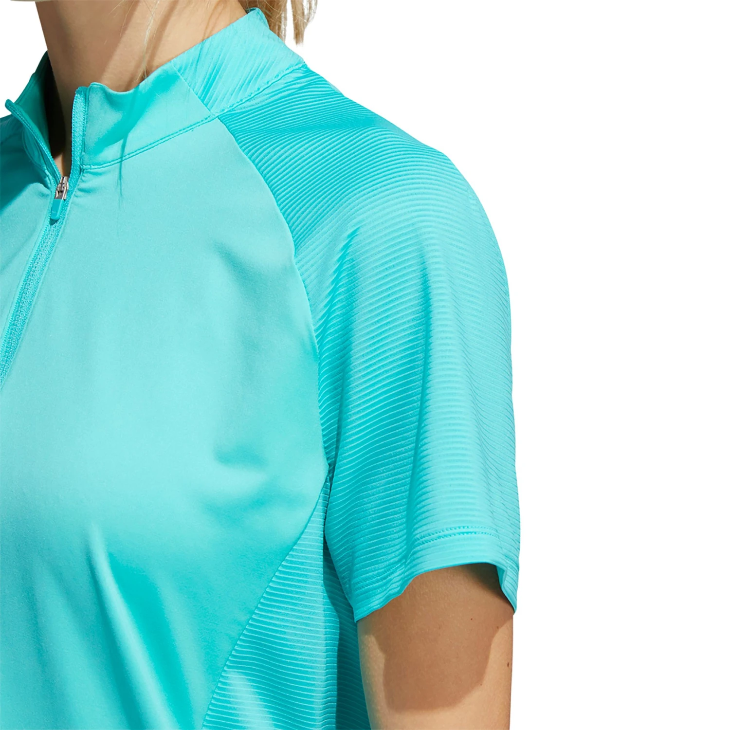 Adidas Women's 1/4 Zip Mock Neck Golf Polo Semi Mint Rush 6 Adidas Women's 1/4 Zip Mock Neck Golf Polo Semi Mint Rush - Image 4
