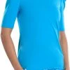 SwingDish Women's Kali Mid Sleeve Golf Shirt Blue