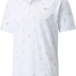 PUMA Men's MATTR Moving Day Golf Polo Bright White/vibrant Orng