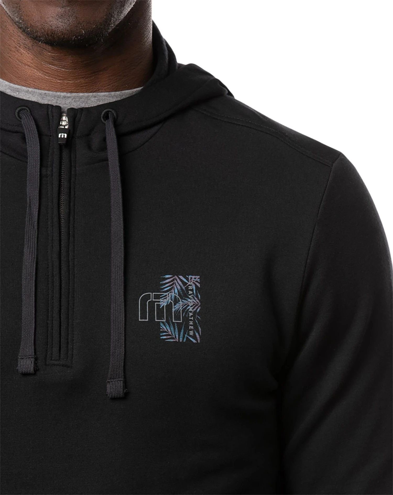 TravisMathew Men's You're Bluffing 1/4 Zip Golf Hoodie Black 6 TravisMathew Men's You're Bluffing 1/4 Zip Golf Hoodie Black - Image 4
