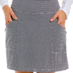 IBKUL Women's 18" Print Golf Skort Mini Check Black/white