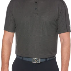 Callaway Men's Swing Tech Two Color Jacquard Golf Polo Caviar