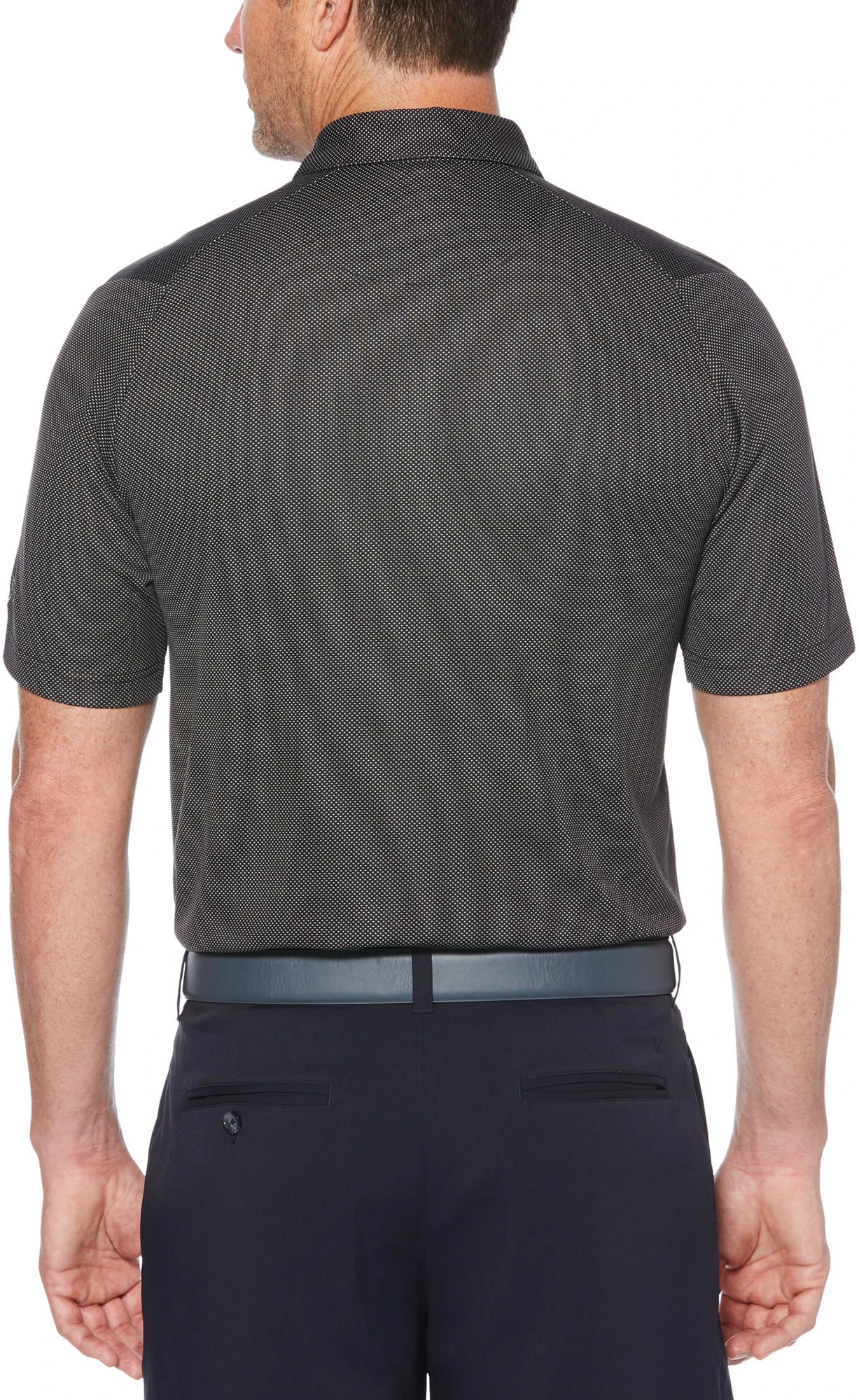 Callaway Men's Swing Tech Two Color Jacquard Golf Polo Caviar 4 Callaway Men's Swing Tech Two Color Jacquard Golf Polo Caviar - Image 2