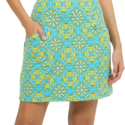 IBKUL Women's 18" Scarlet Print Golf Skort Scarlet Turq Multi