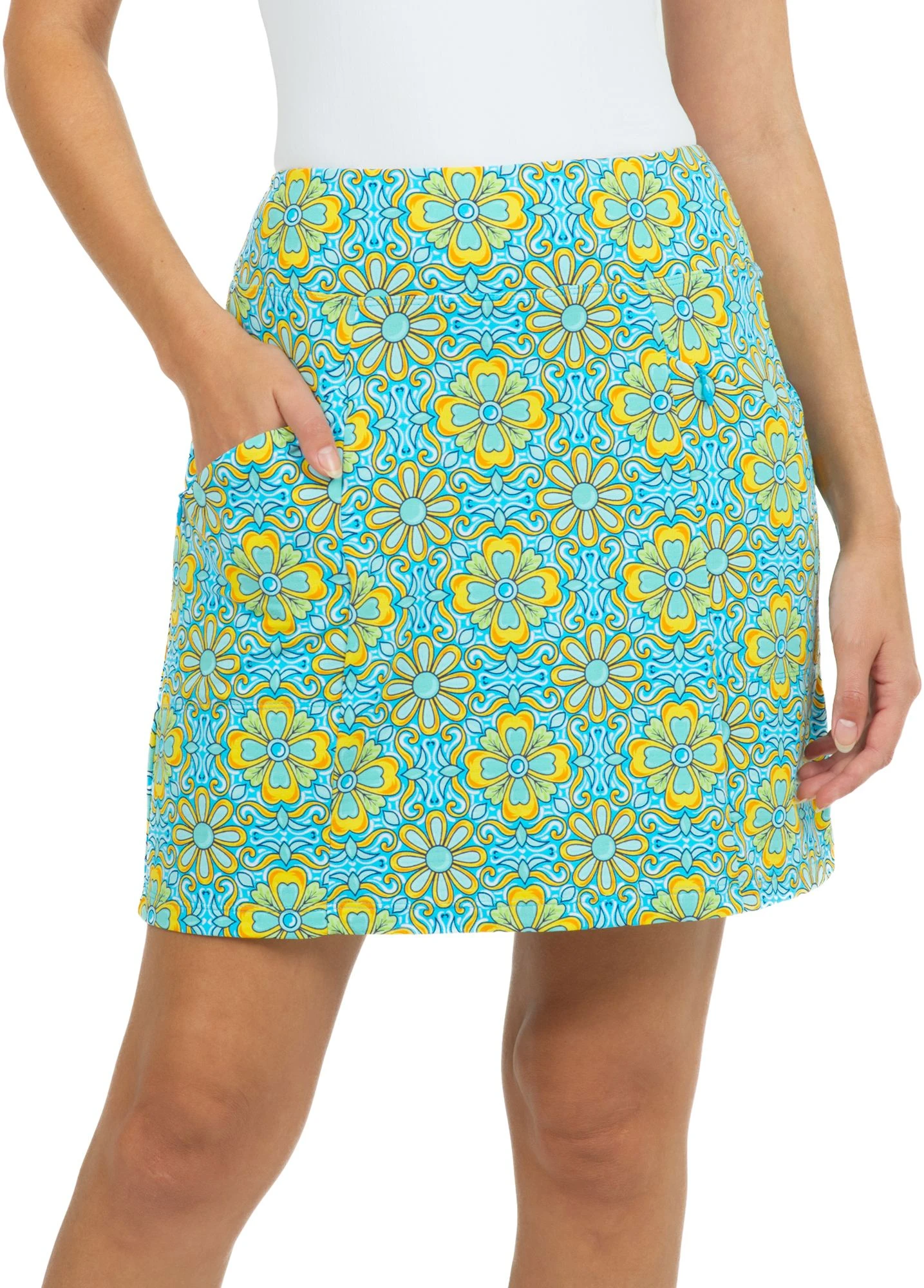 IBKUL Women's 18" Scarlet Print Golf Skort Scarlet Turq Multi 3 IBKUL Women's 18" Scarlet Print Golf Skort Scarlet Turq Multi