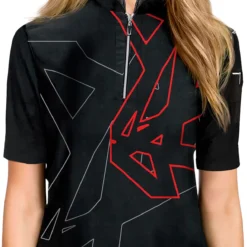 Jamie Sadock Women's Short Sleeve 1/4 Zip Kintsugi Print Golf Polo Jet