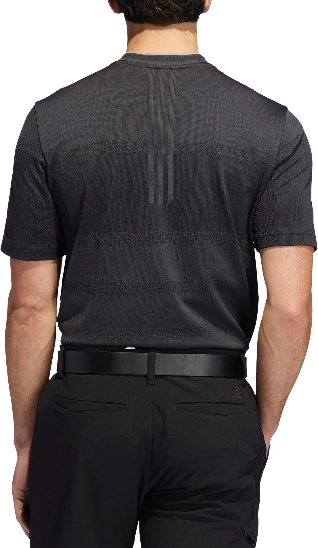Adidas Men's Statement Seamless Primeknit Golf Polo Carbon/black 5 Adidas Men's Statement Seamless Primeknit Golf Polo Carbon/black - Image 3
