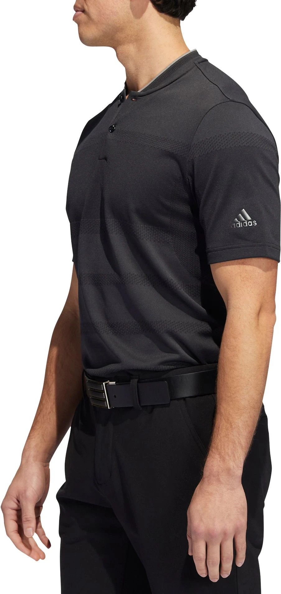 Adidas Men's Statement Seamless Primeknit Golf Polo Carbon/black 6 Adidas Men's Statement Seamless Primeknit Golf Polo Carbon/black - Image 4