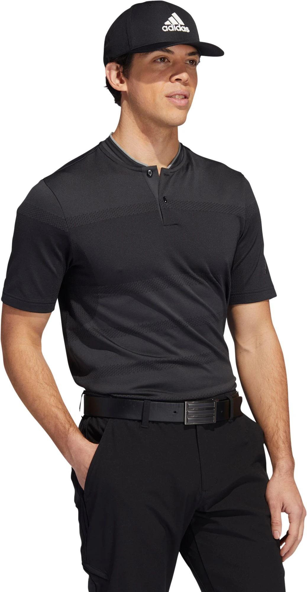 Adidas Men's Statement Seamless Primeknit Golf Polo Carbon/black 7 Adidas Men's Statement Seamless Primeknit Golf Polo Carbon/black - Image 5