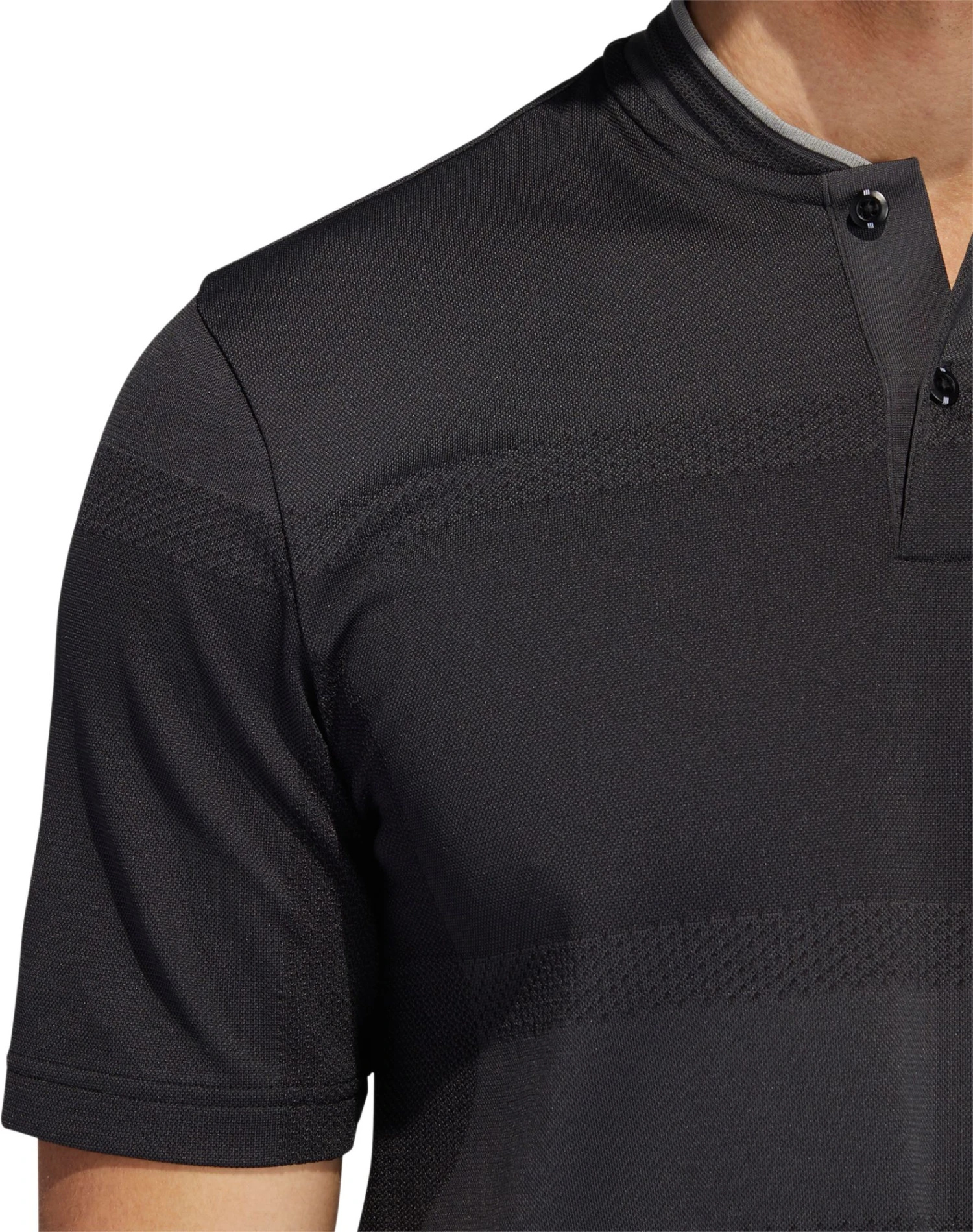 Adidas Men's Statement Seamless Primeknit Golf Polo Carbon/black 8 Adidas Men's Statement Seamless Primeknit Golf Polo Carbon/black - Image 6