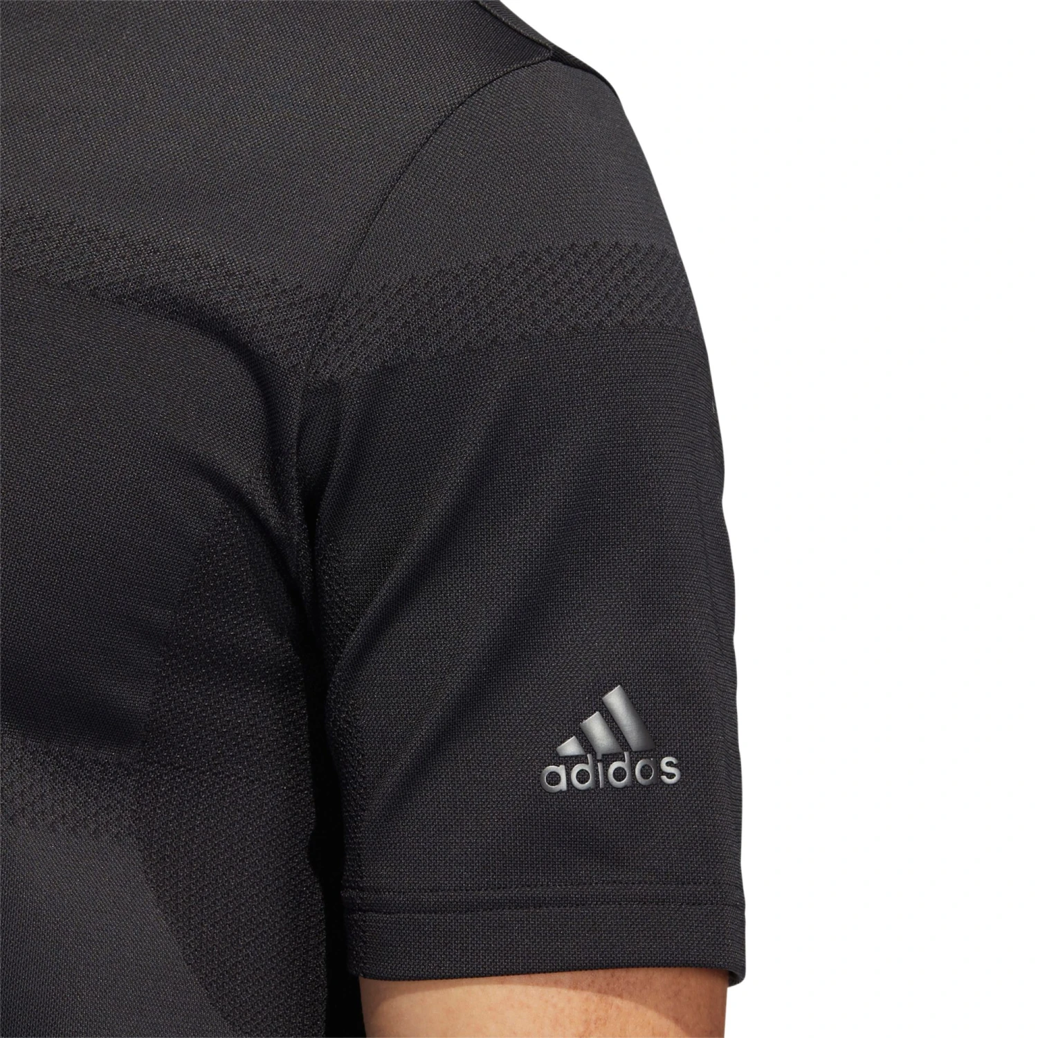 Adidas Men's Statement Seamless Primeknit Golf Polo Carbon/black 10 Adidas Men's Statement Seamless Primeknit Golf Polo Carbon/black - Image 8