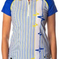 SwingDish Women's Grace Striped Short Sleeve Golf Polo Blue
