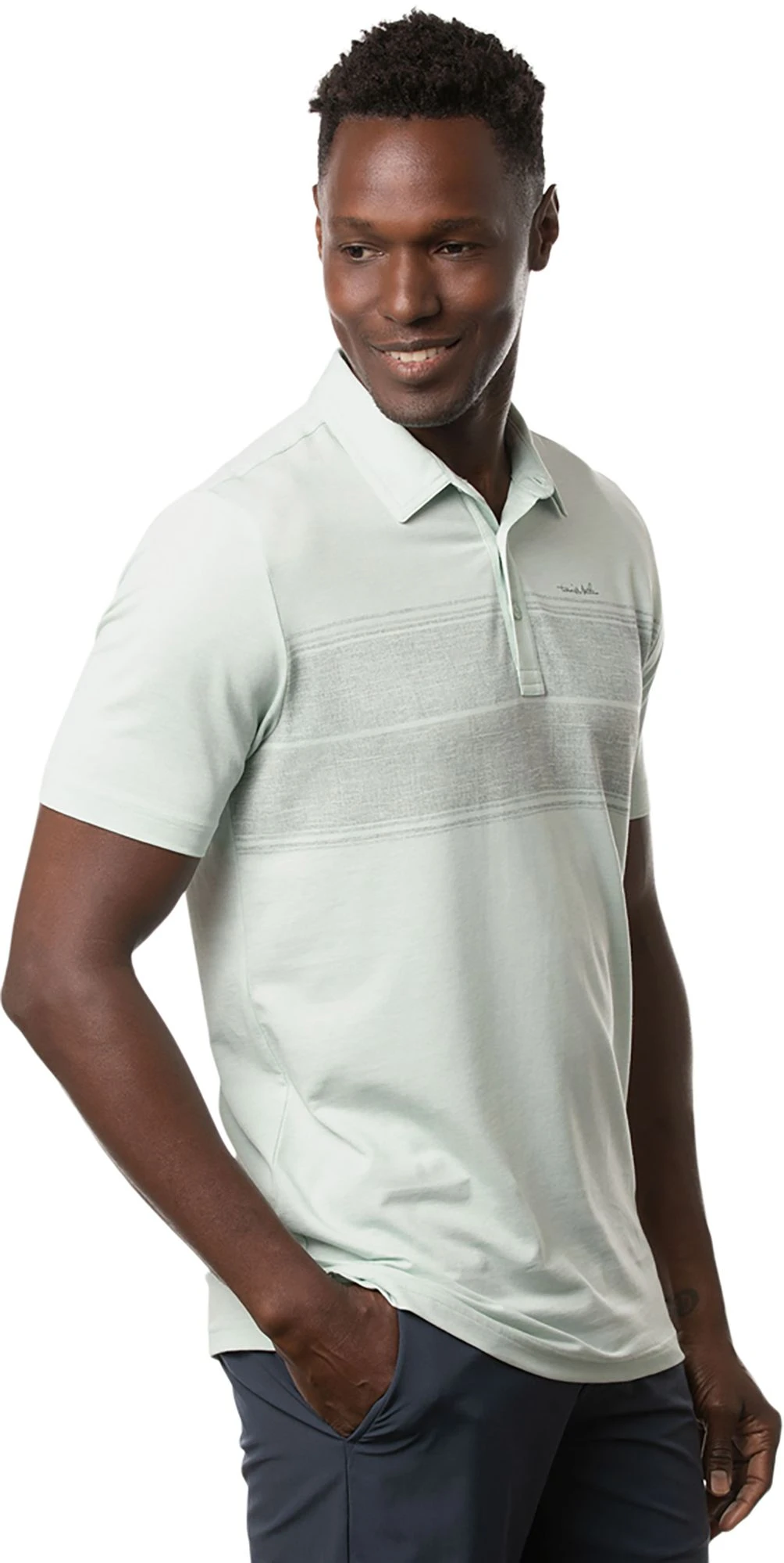 TravisMathew Men's Infinite Wishes Golf Polo Heather Neptune Green 4 TravisMathew Men's Infinite Wishes Golf Polo Heather Neptune Green - Image 2