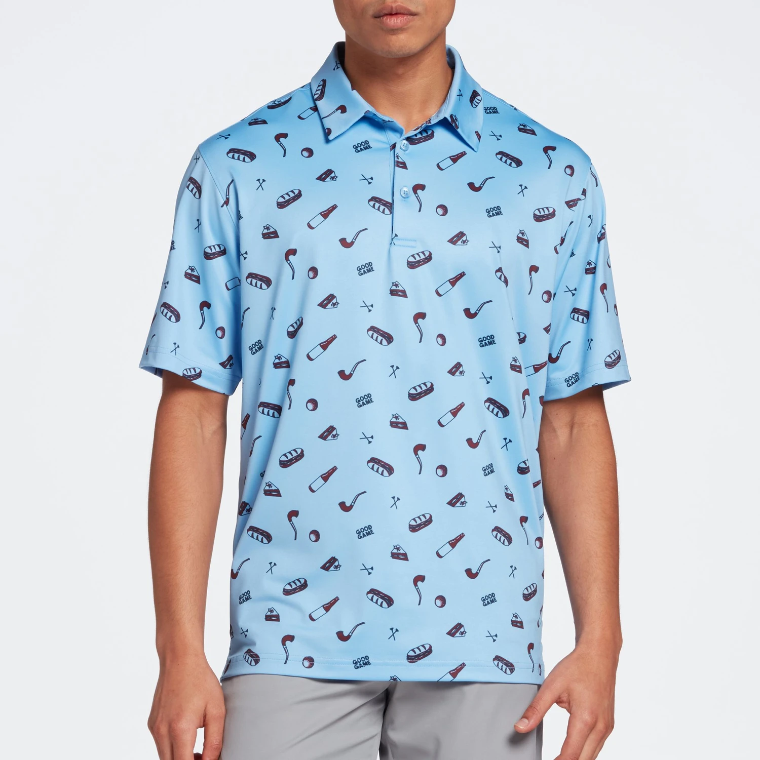 Walter Hagen Men's Perfect 11 Good Game Print Golf Polo Good Game Daybreak Blue 7 Walter Hagen Men's Perfect 11 Good Game Print Golf Polo Good Game Daybreak Blue - Image 5