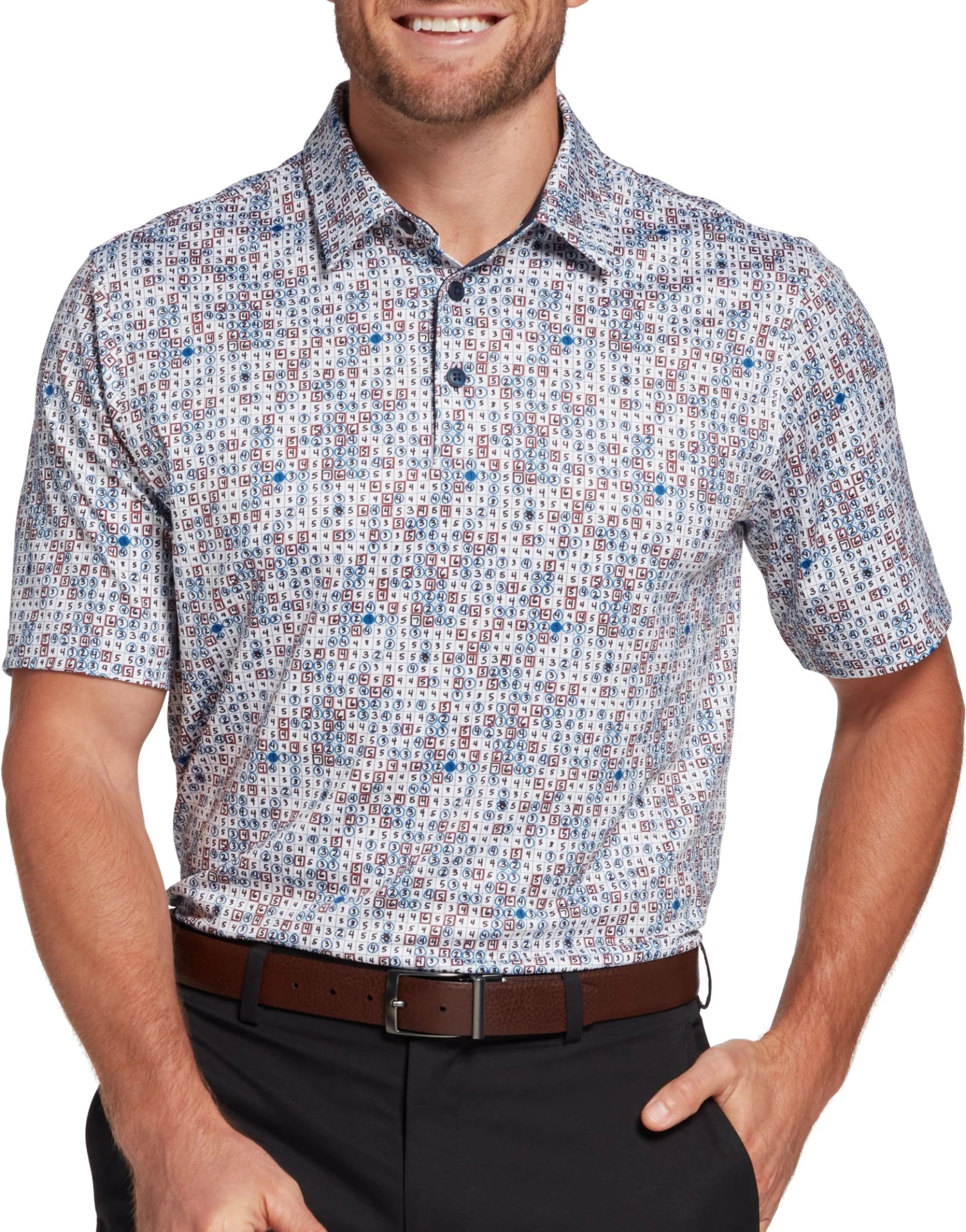 Walter Hagen Men's Perfect 11 Scorecard Print Golf Polo Score Card White 3 Walter Hagen Men's Perfect 11 Scorecard Print Golf Polo Score Card White