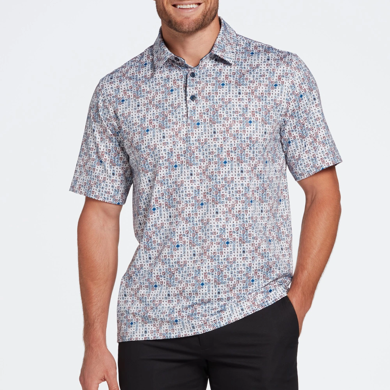 Walter Hagen Men's Perfect 11 Scorecard Print Golf Polo Score Card White 8 Walter Hagen Men's Perfect 11 Scorecard Print Golf Polo Score Card White - Image 6