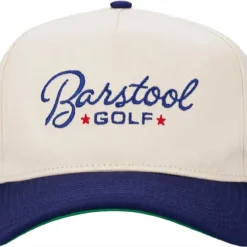 Barstool Sports Men's Script Retro Snapback Golf Hat White/navy