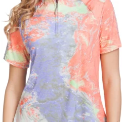 Jamie Sadock Women's 1/4 Zip Short Sleeve Golf Top Tutti Fruitti