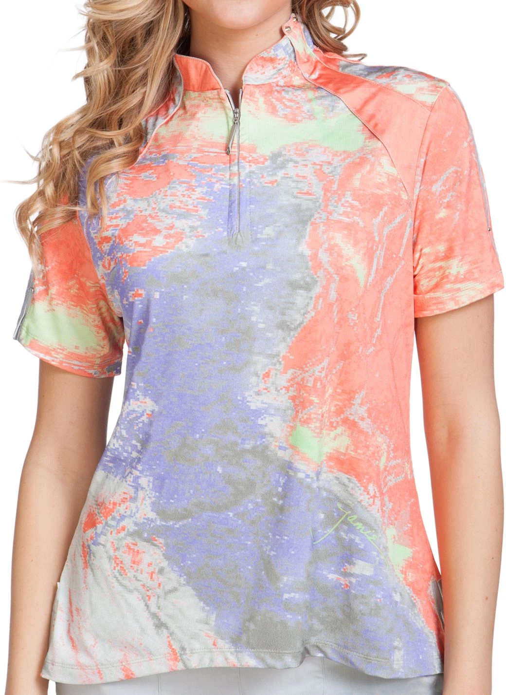 Jamie Sadock Women's 1/4 Zip Short Sleeve Golf Top Tutti Fruitti 3 Jamie Sadock Women's 1/4 Zip Short Sleeve Golf Top Tutti Fruitti