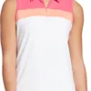 Lady Hagen Women's Tropical Color Blocked Sleeveless Golf Polo Breezy Pink -Golf Apparel Shop unnamed file 9485