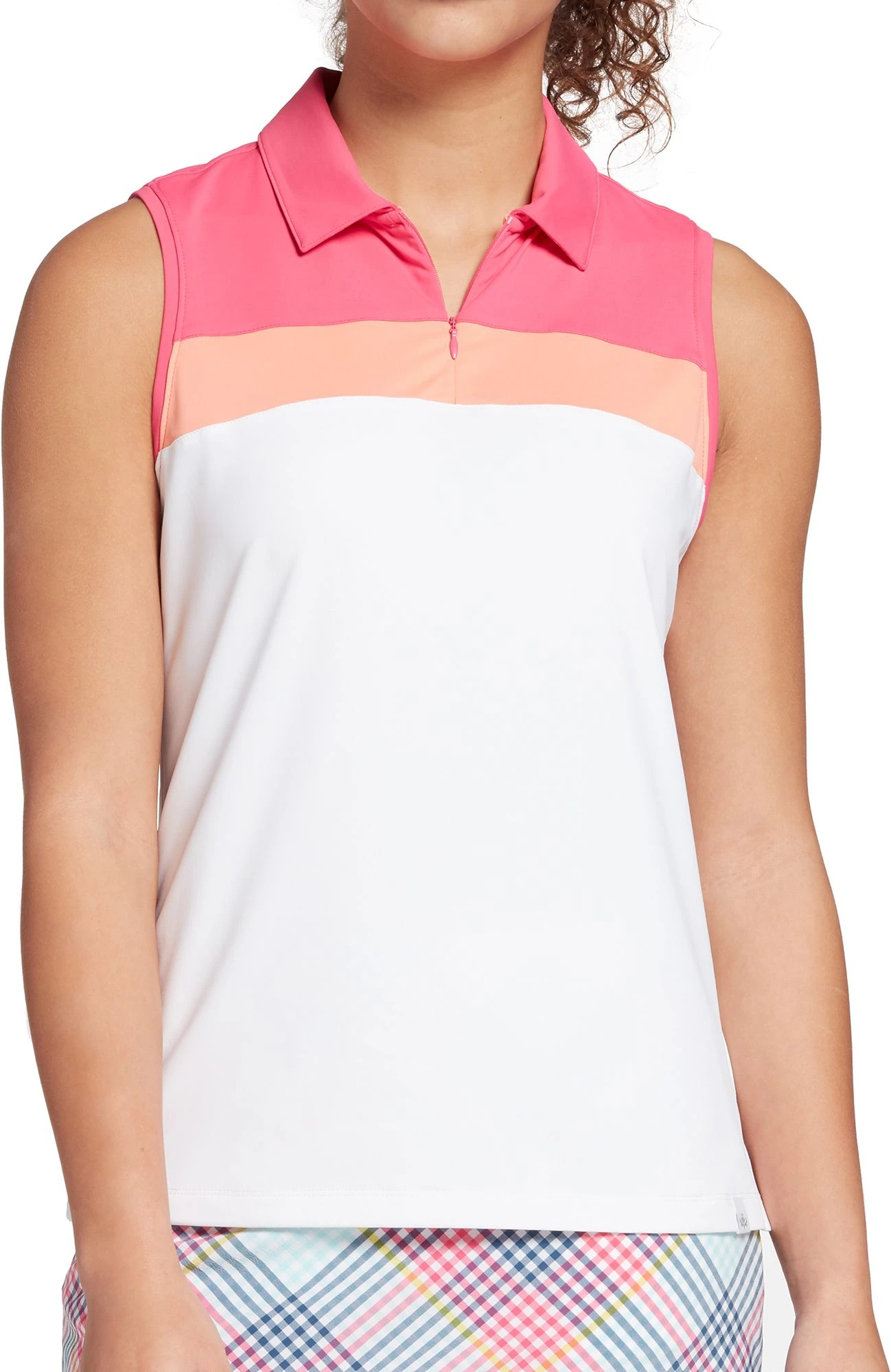 Lady Hagen Women's Tropical Color Blocked Sleeveless Golf Polo Breezy Pink 3 Lady Hagen Women's Tropical Color Blocked Sleeveless Golf Polo Breezy Pink