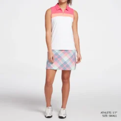 Lady Hagen Women's Tropical Color Blocked Sleeveless Golf Polo Breezy Pink 7 Lady Hagen Women's Tropical Color Blocked Sleeveless Golf Polo Breezy Pink -Golf Apparel Shop unnamed file 9486