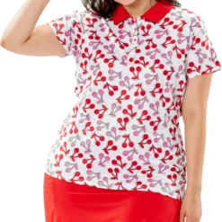Nancy Lopez Golf Nancy Lopez Women's Cherry Short Sleeve Golf Polo Lemon Multi -Golf Apparel Shop unnamed file 9507