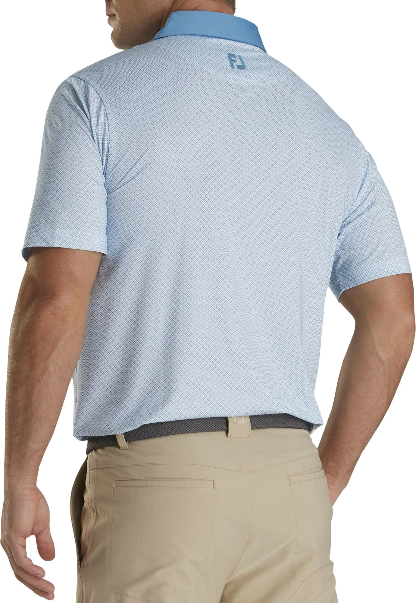 FootJoy Men's Lisle Foulard Print Golf Polo Storm Blue/white 4 FootJoy Men's Lisle Foulard Print Golf Polo Storm Blue/white - Image 2