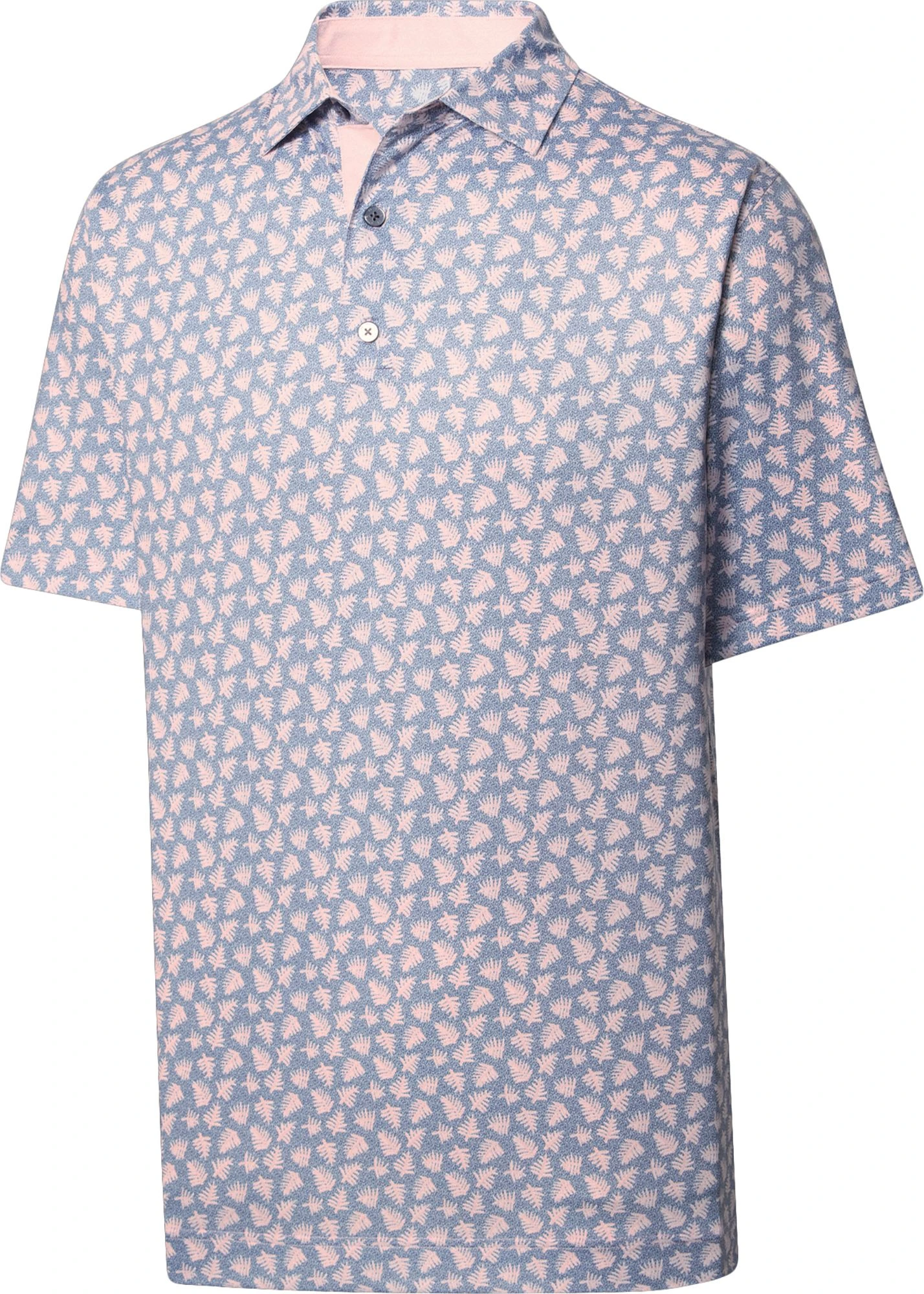 FootJoy Men's Shadow Palm Print Lisle Self Collar Golf Polo Graphite/pink 3 FootJoy Men's Shadow Palm Print Lisle Self Collar Golf Polo Graphite/pink