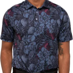 Waggle Tropic Twilight Golf Polo For Men Black/grey