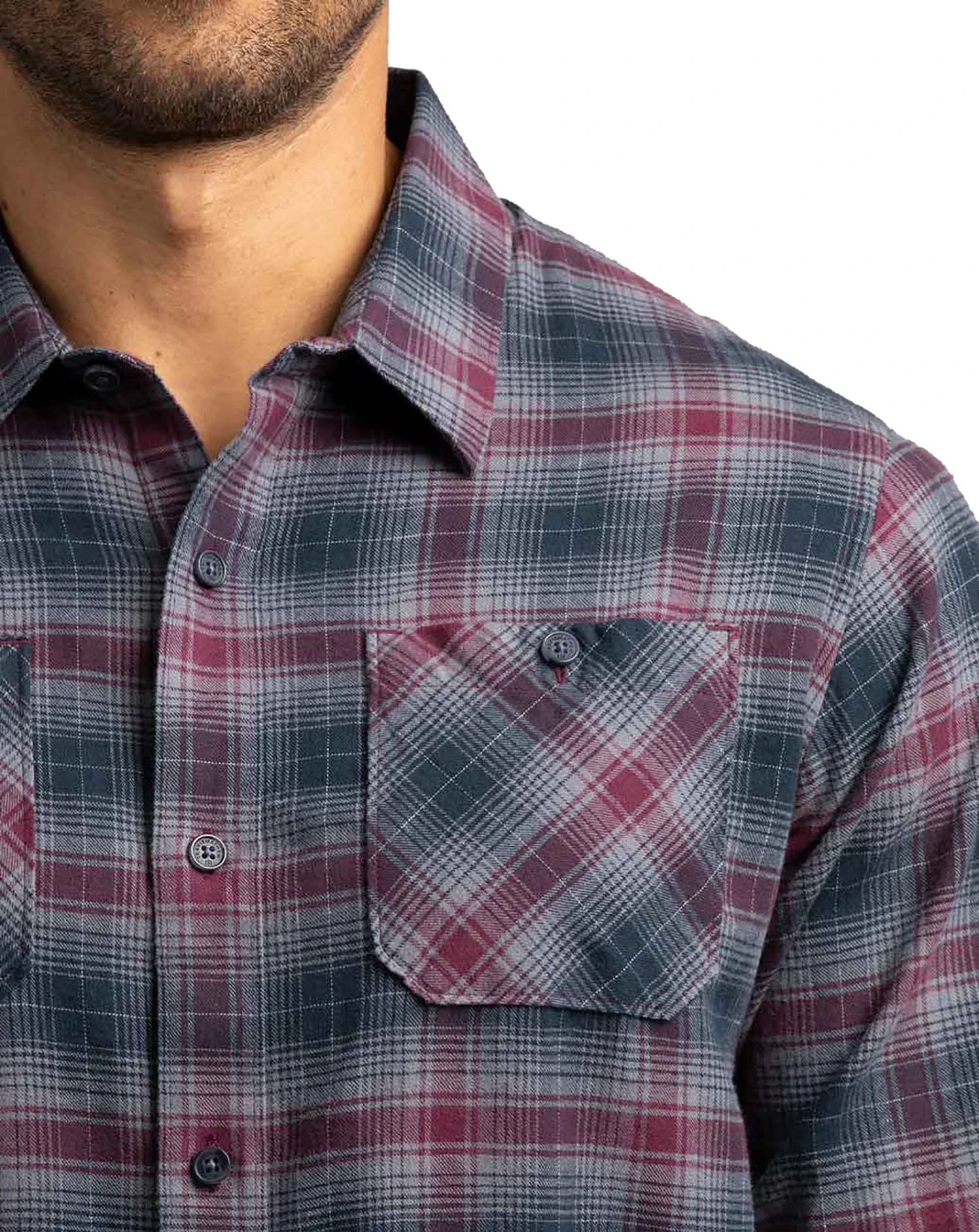 TravisMathew Men's High Stakes Button-Up Flannel Golf Shirt Blue Night 6 TravisMathew Men's High Stakes Button-Up Flannel Golf Shirt Blue Night - Image 4