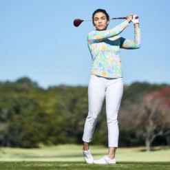 IBKUL Women's Hearts Mock Neck Long Sleeve Shirt Out Of The Box Blk/wht -Golf Apparel Shop unnamed file 9882