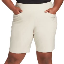 Lady Hagen Women's 10" Golf Shorts – Extended Sizes Light Khaki